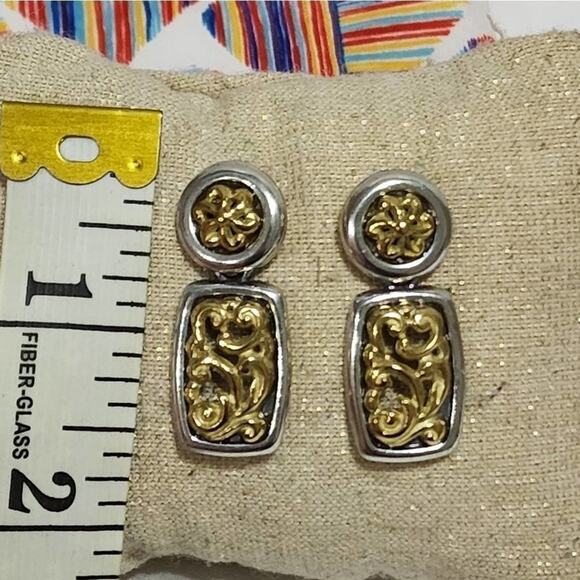 BRIGHTON‎ mixed metals filigree dangle post earrings - Picture 4 of 4